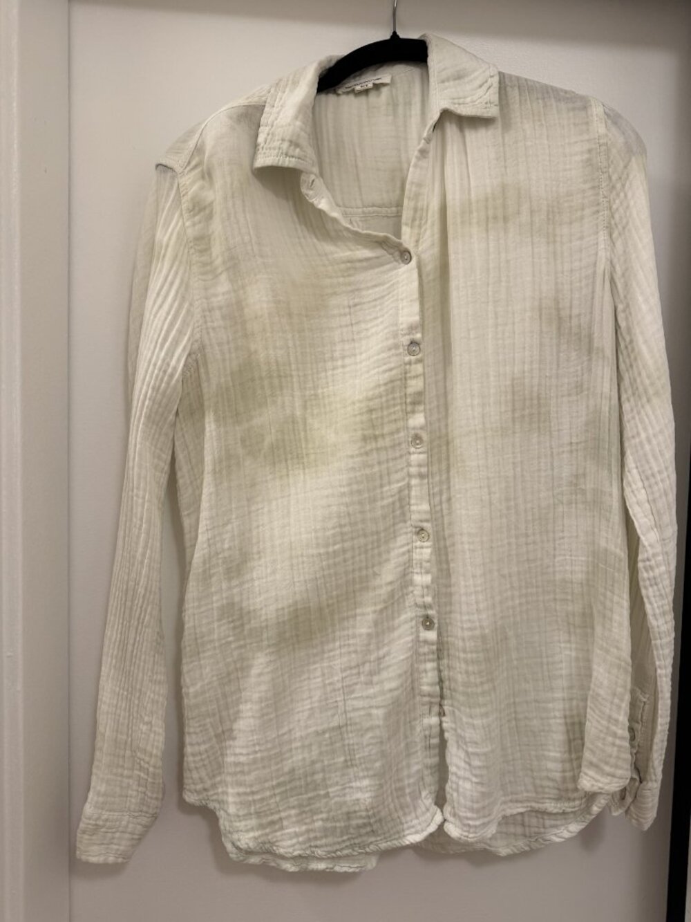 BeachLunchLounge Pale Green Plaid Gauze Button-Down Shirt S/P